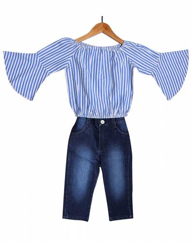 NINO BONITO Girls Party And Festive Wear Top And Jeans